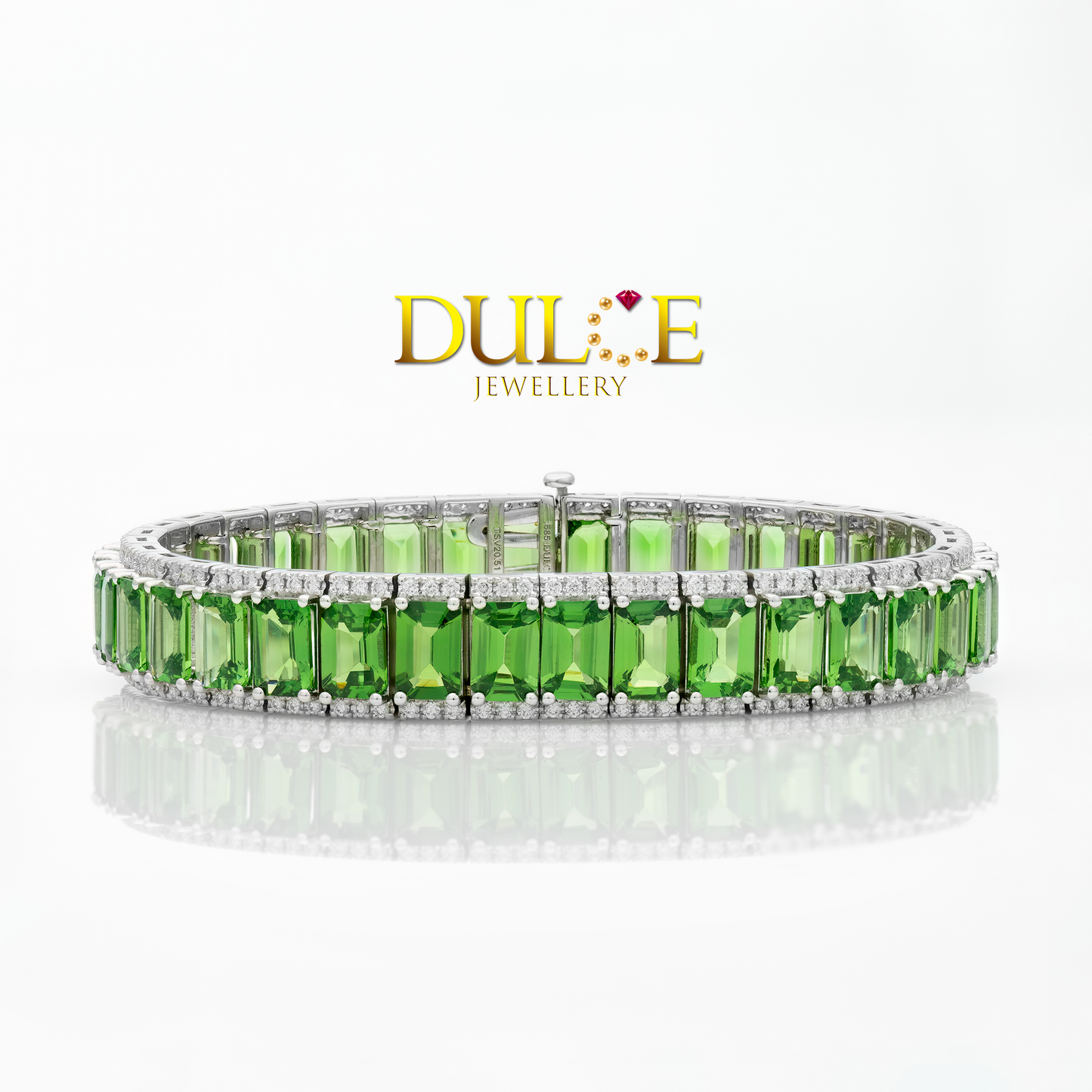 14K 沙弗萊石鑽石手鍊