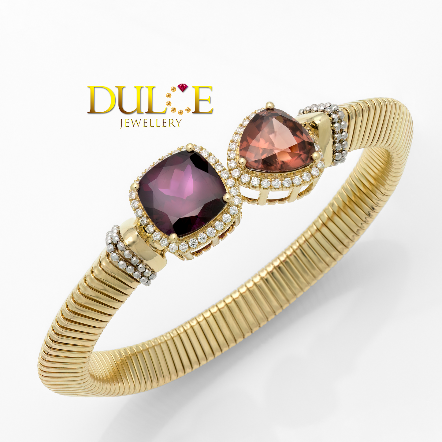 14K Garnet & Zircon Bangle