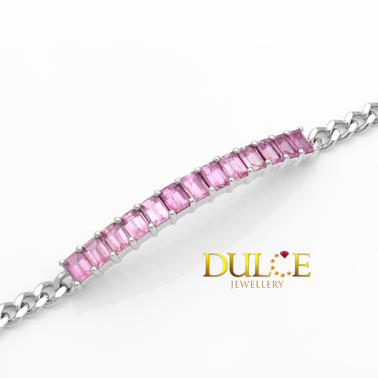 Silver Pink Sapphire Bracelet