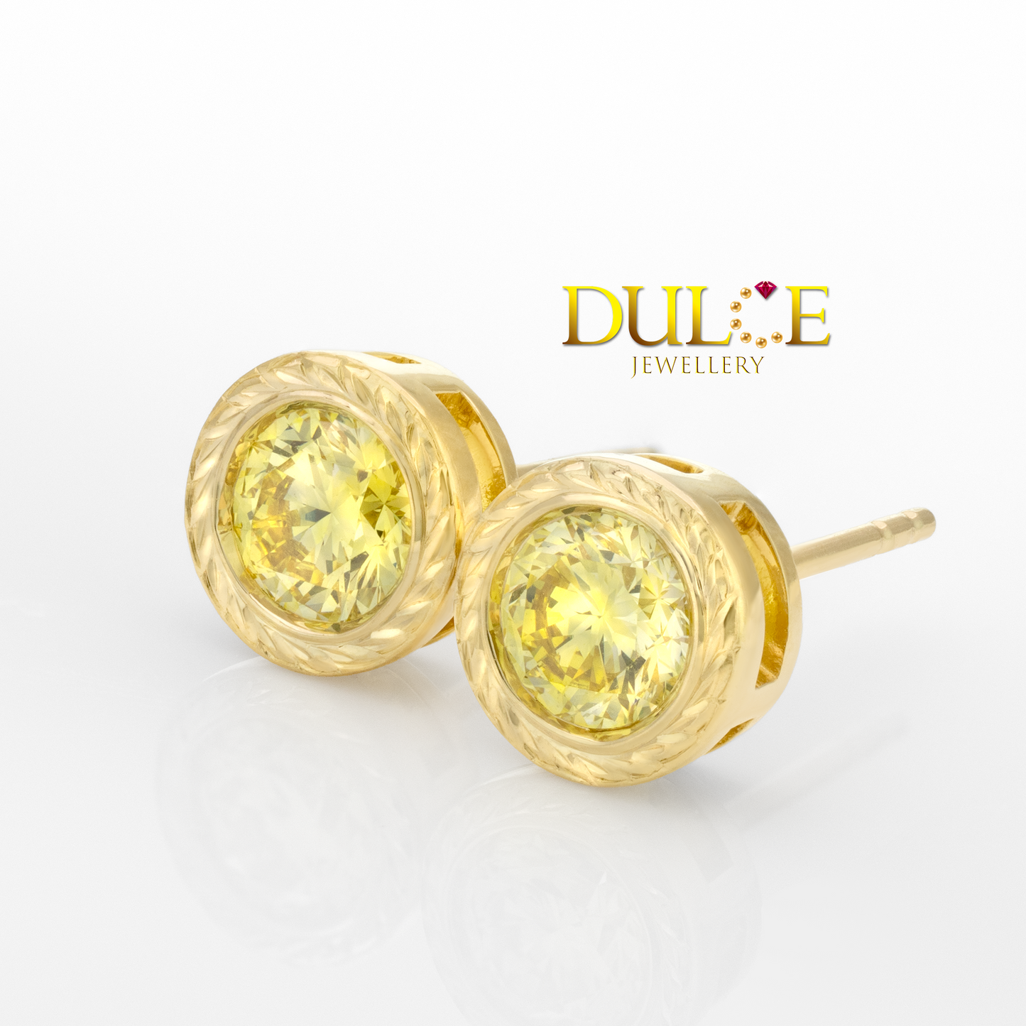 14K 艷彩黃鑽耳環