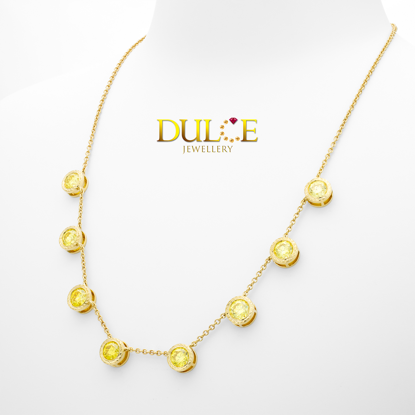 14K Vivid Yellow Lab Grown Diamond Necklace