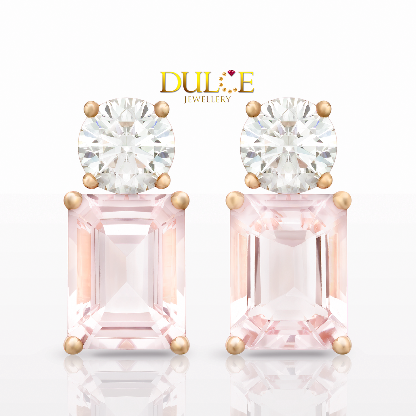 14K Morganite & Lab Grown Diamond Earrings