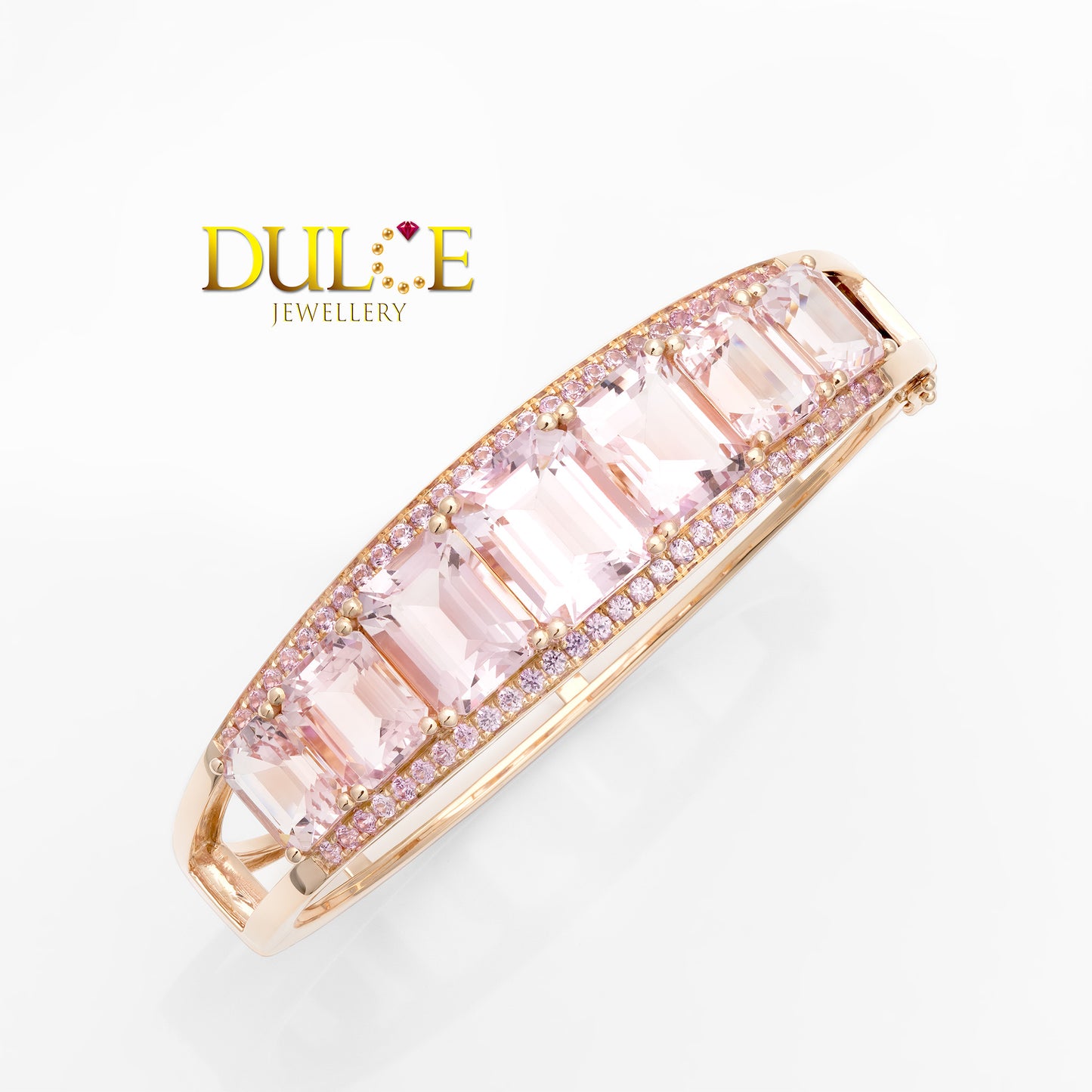 14K Morganite & Pink Sapphire Bangle