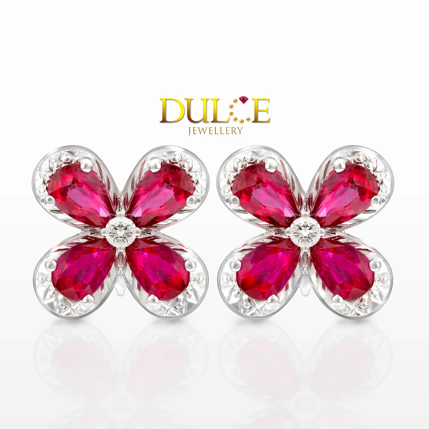 14K Gold Ruby Diamond Earrings