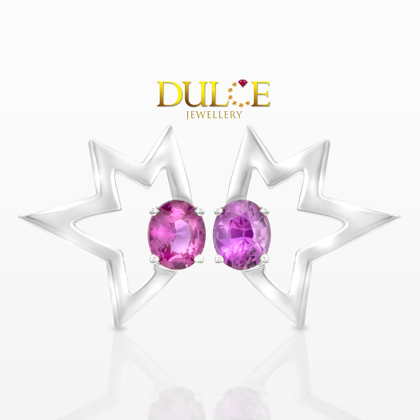 18K Gold Pink Sapphire Earrings