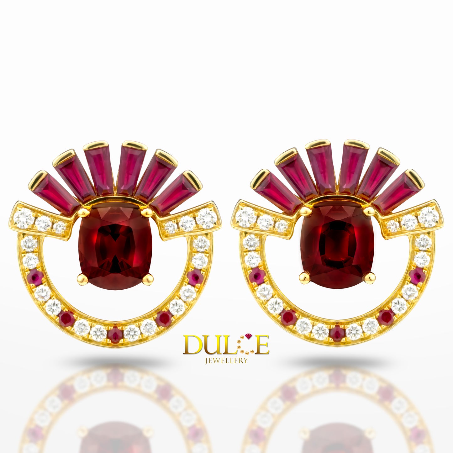 14K Gold Red Spinel Ruby Earrings