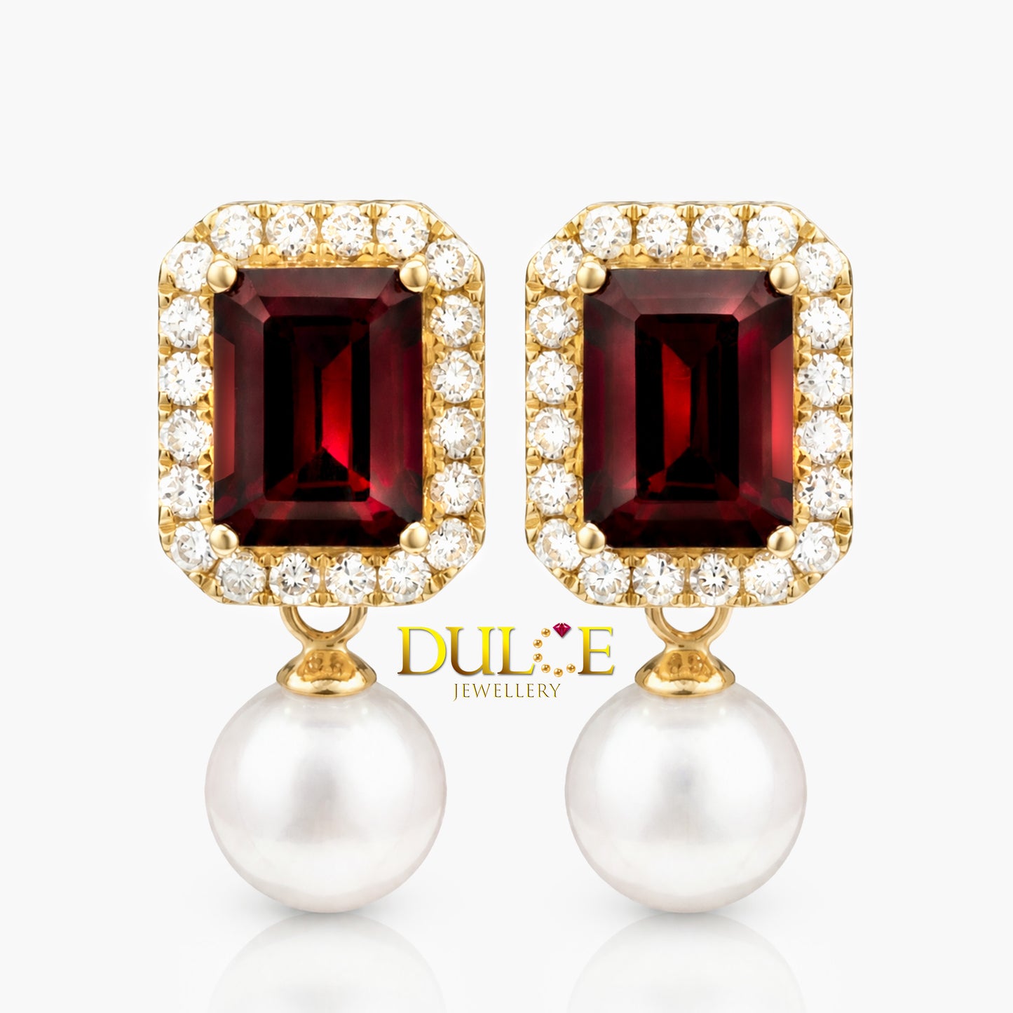 14K Gold Almandine Garnet & Lab Grown Diamond Earrings