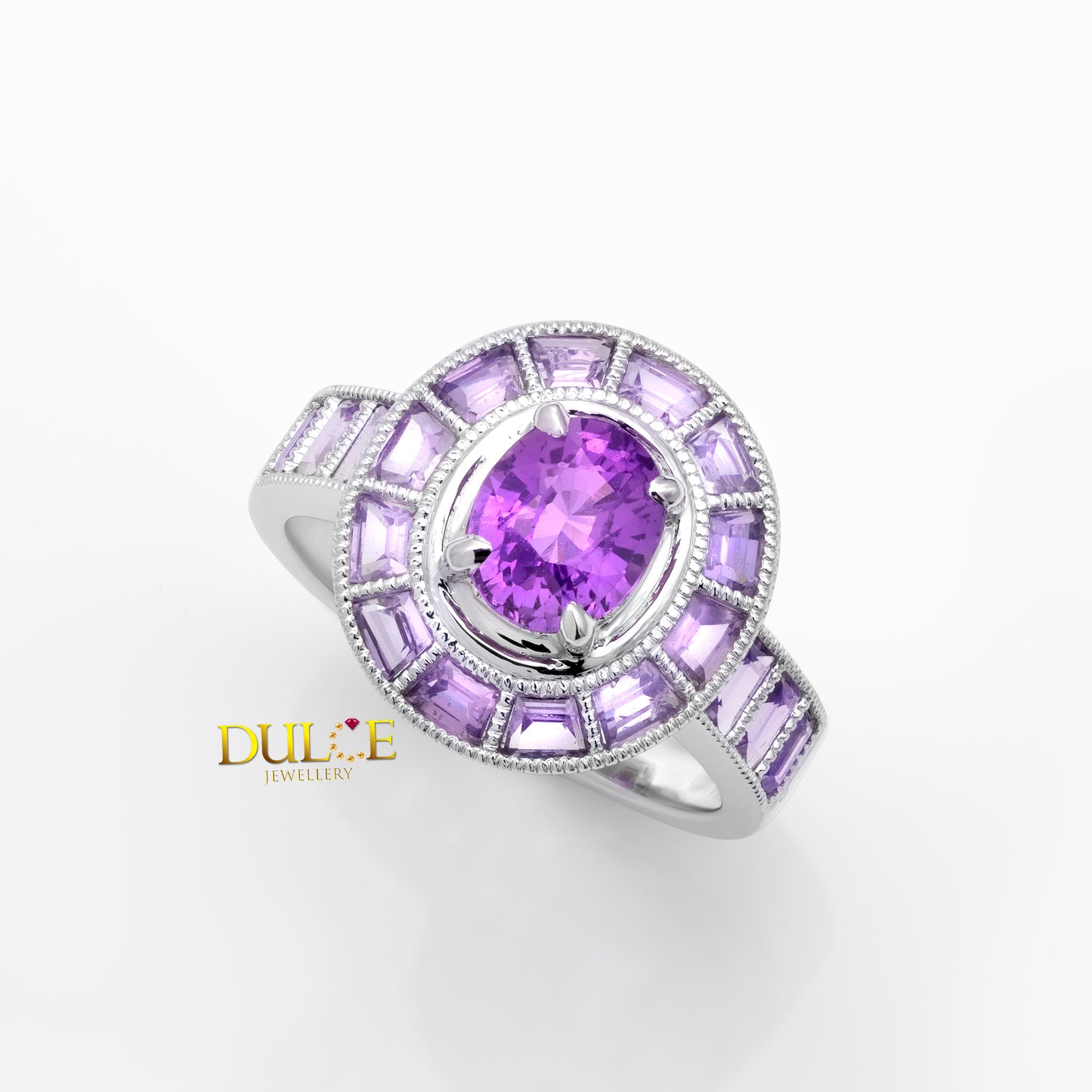 14K No Heat Pinkish Purple Sapphire Ring