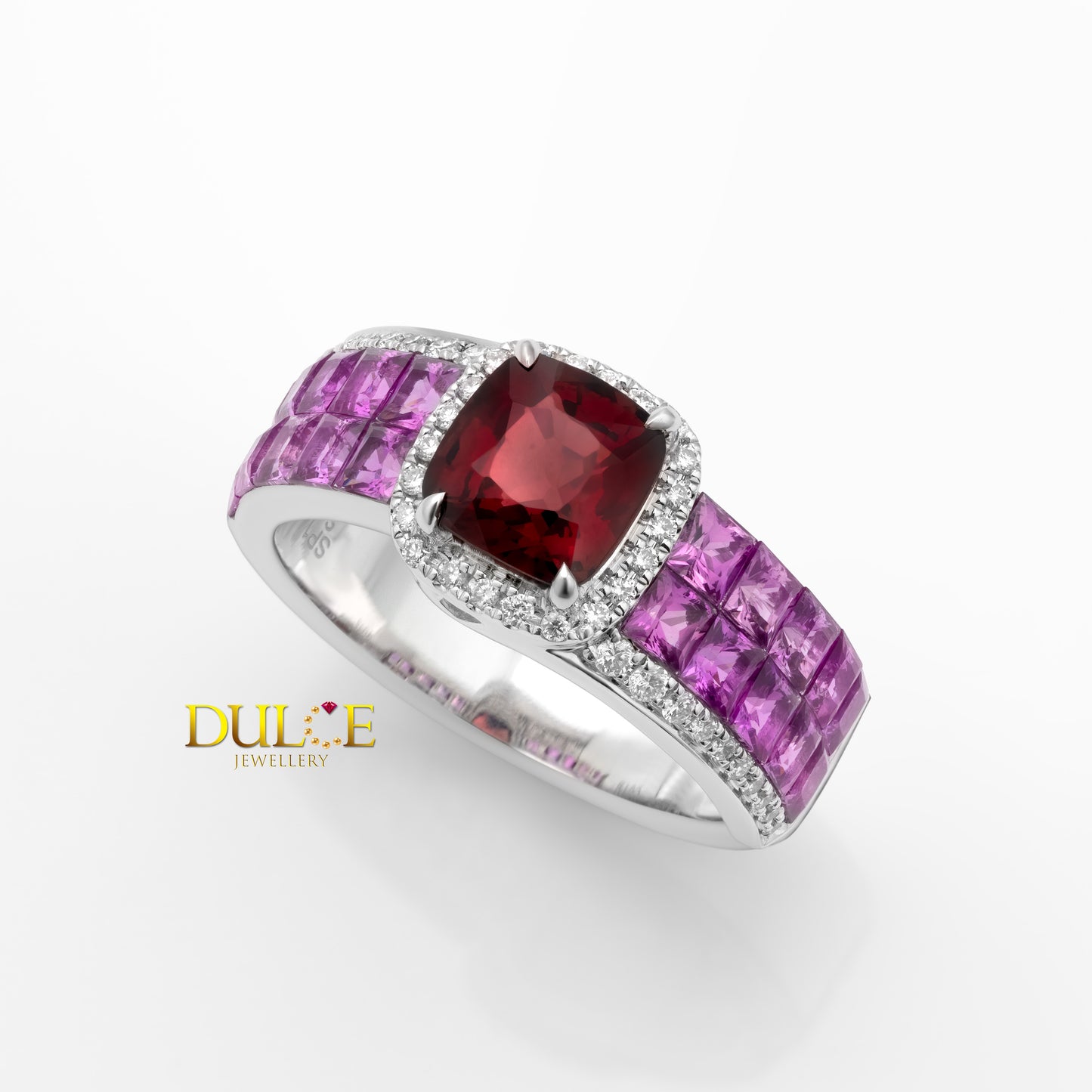 14K Red Spinel & Pink Sapphire Diamond Ring