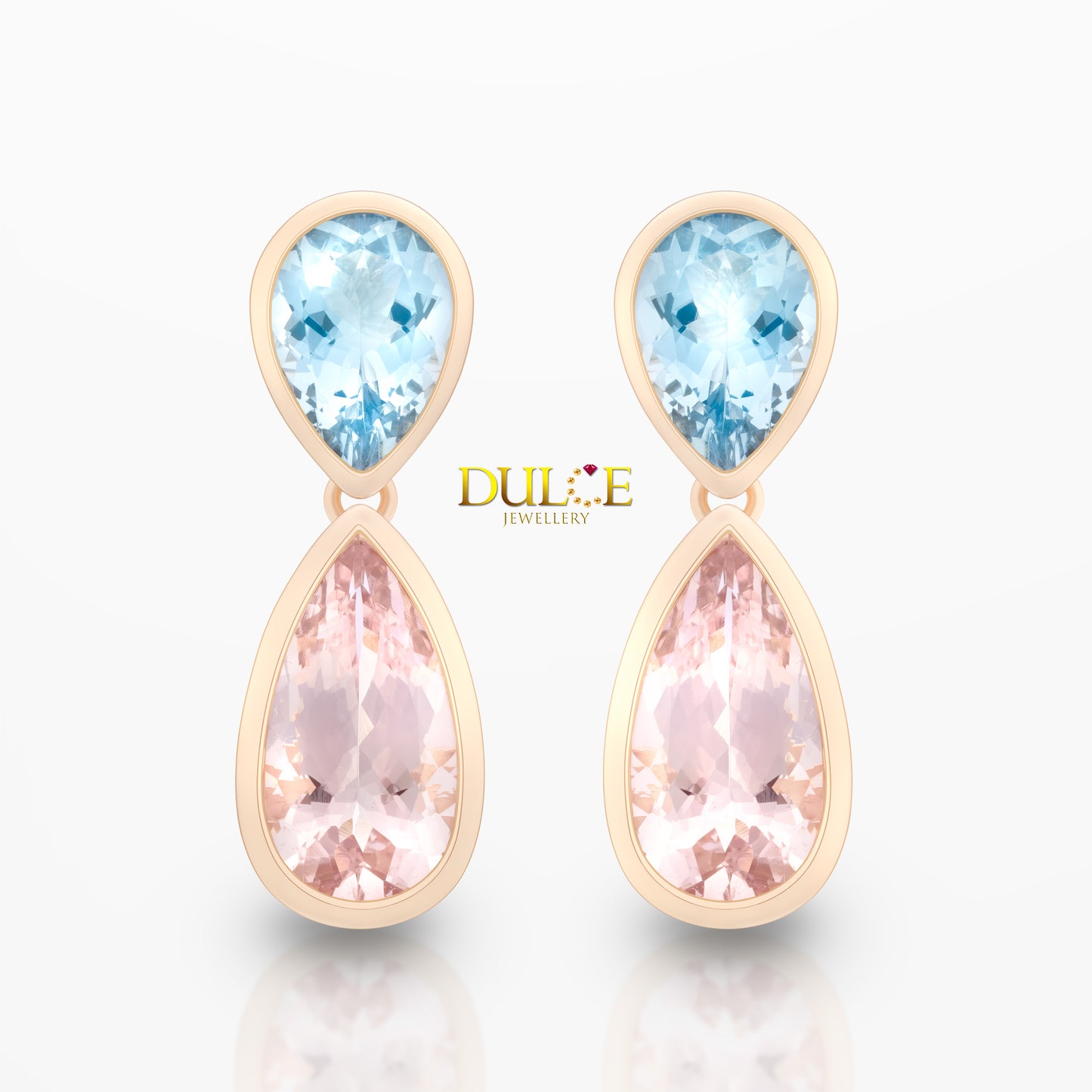 9K Morganite & Aquamarine Earrings