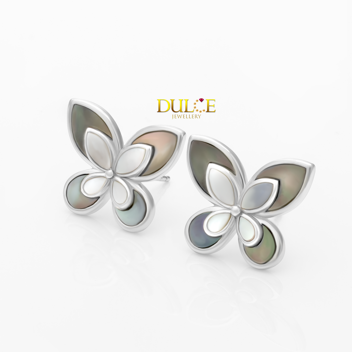 Black MOP & White MOP Silver Earrings(14K Gold Post)