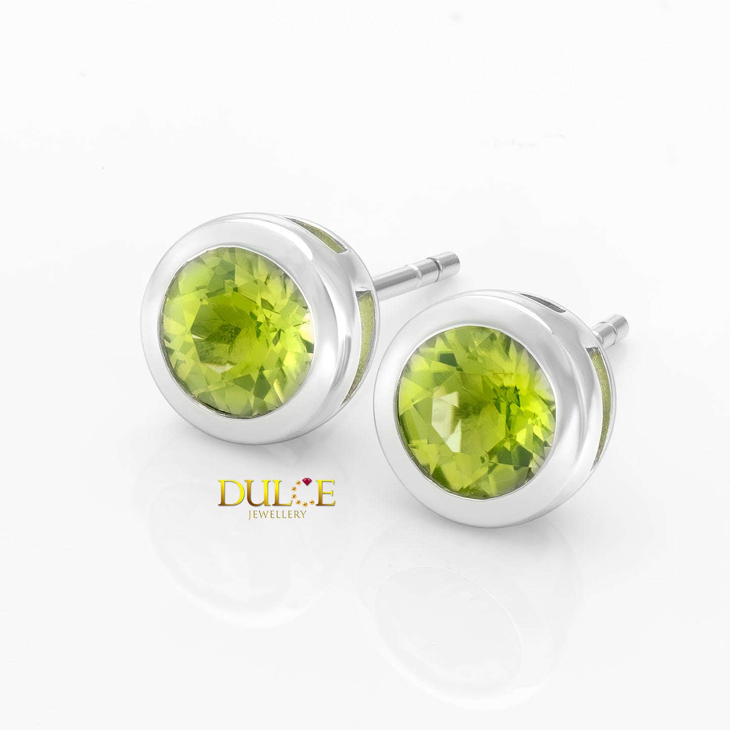 Peridot Silver Earrings(14K Gold Post)