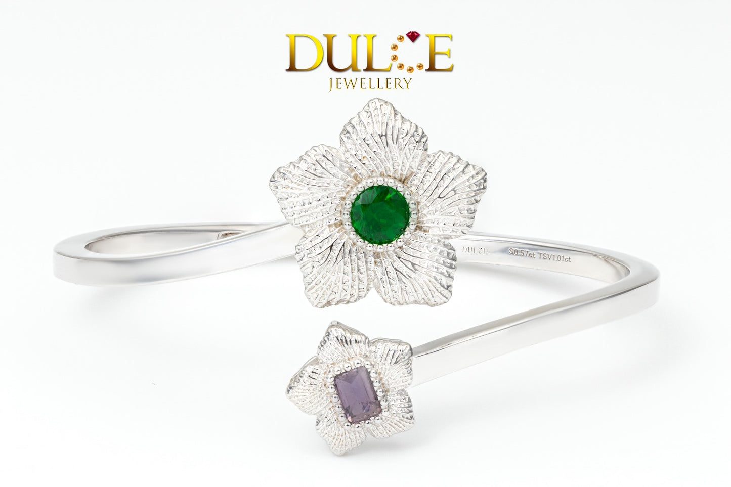 Tsavorite & Sapphire Silver Bangle (SBTSV&PS))