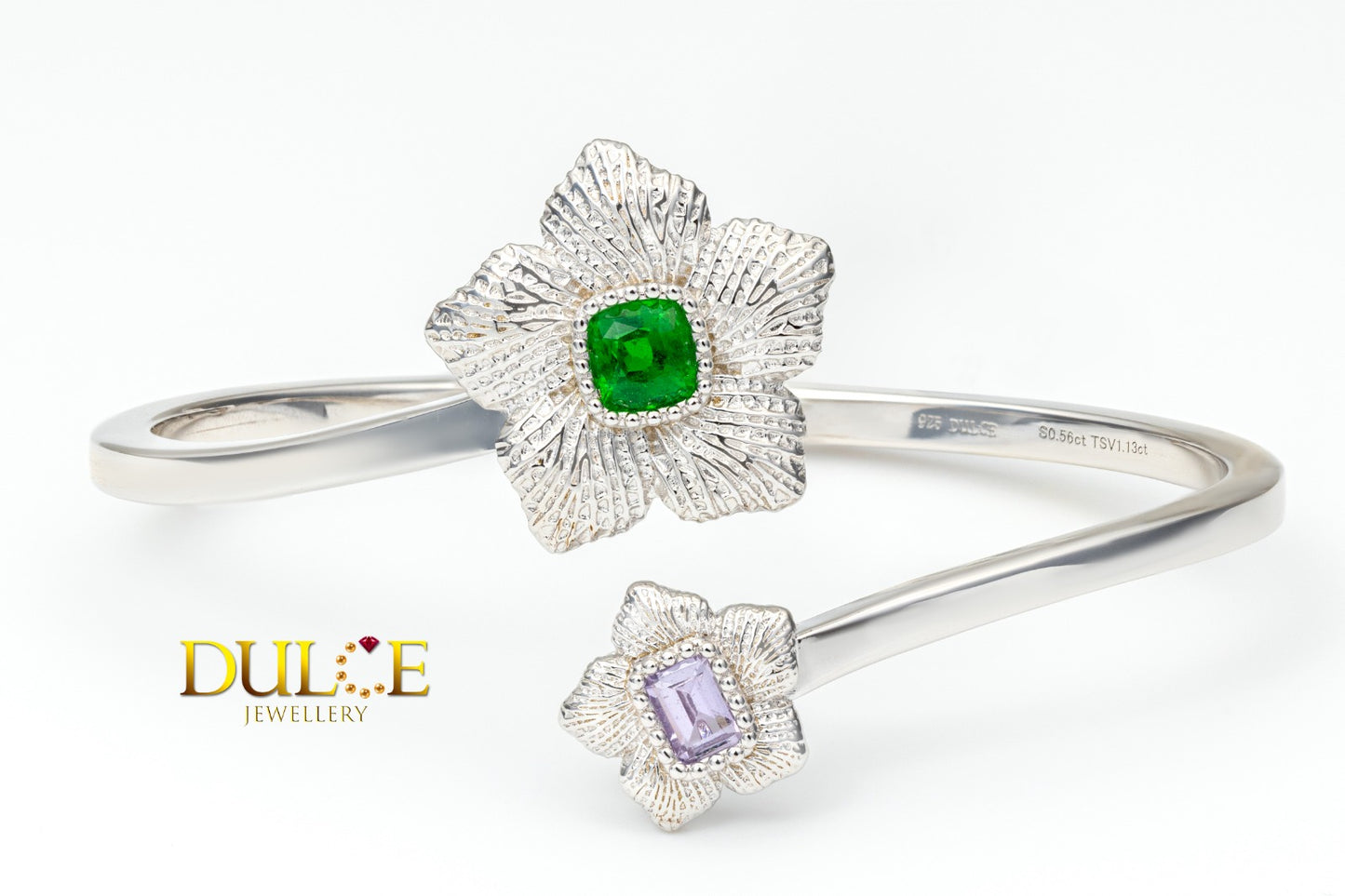 Tsavorite & Sapphire Silver Bangle (SBTSV&PS)