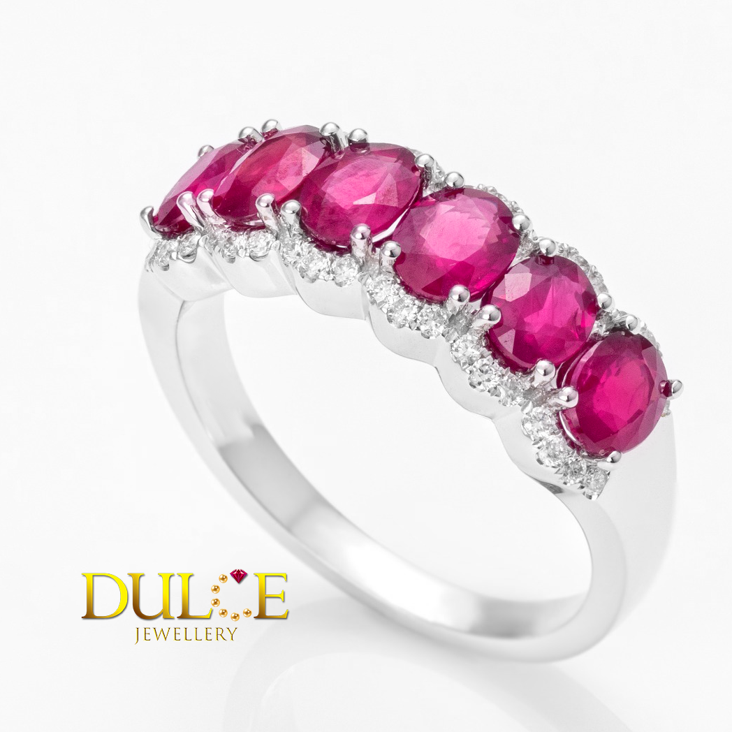 14K紅寶石鑽石戒指