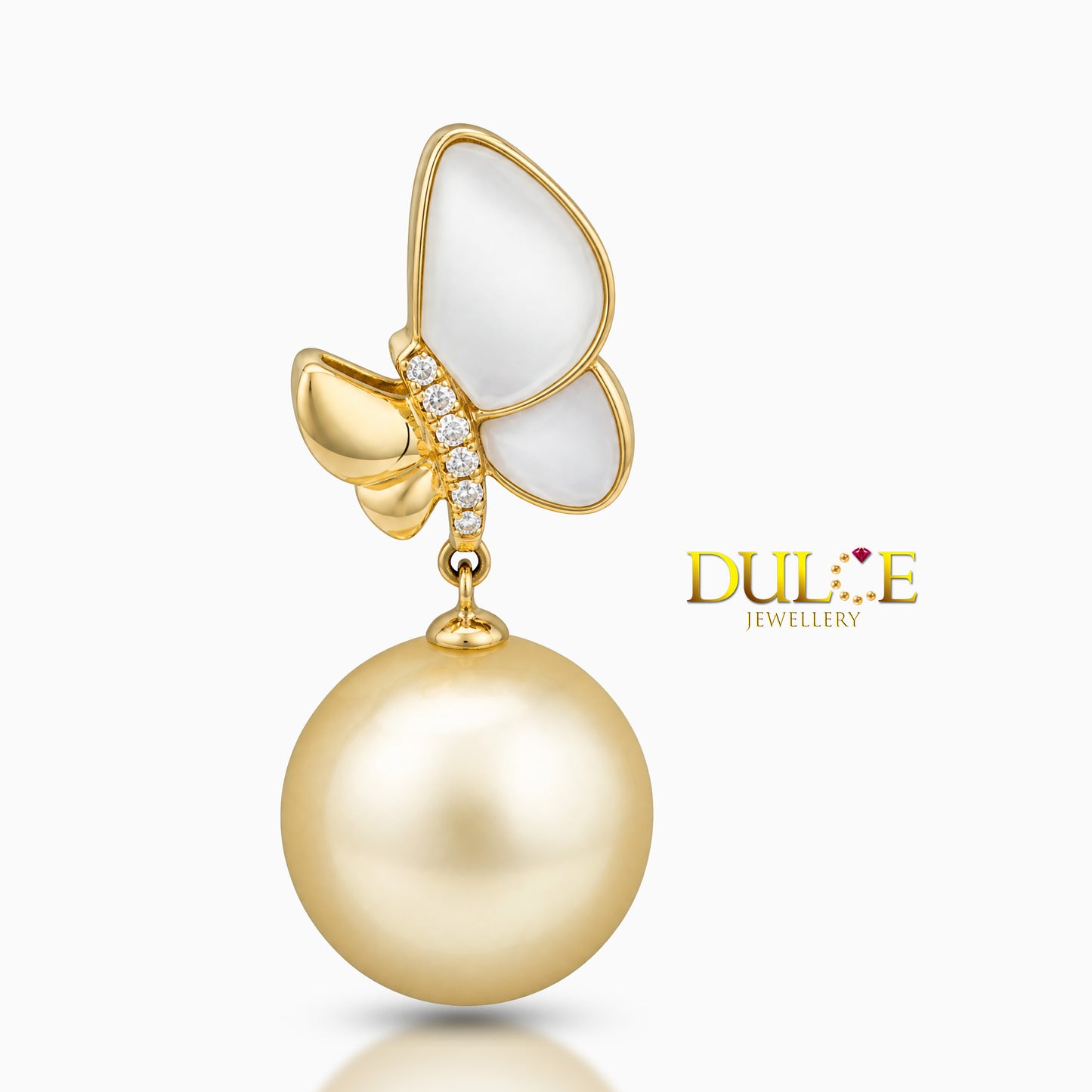 18K Gold Golden Southsea Pearl Diamond Pendant