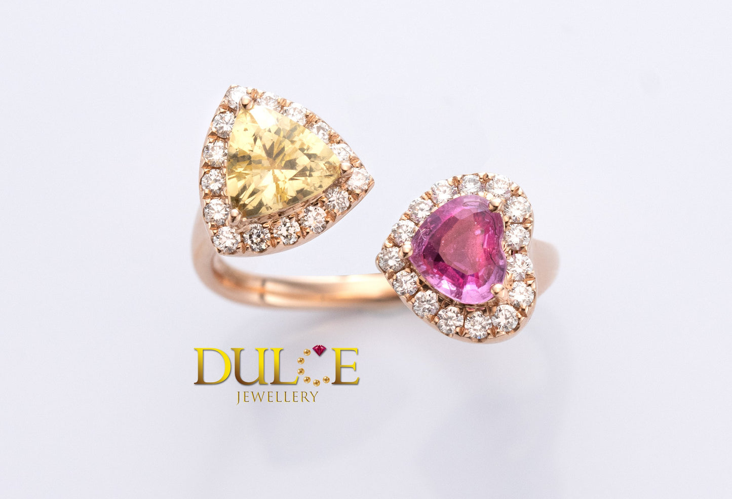 18K 金天然藍寶石鑽石戒指