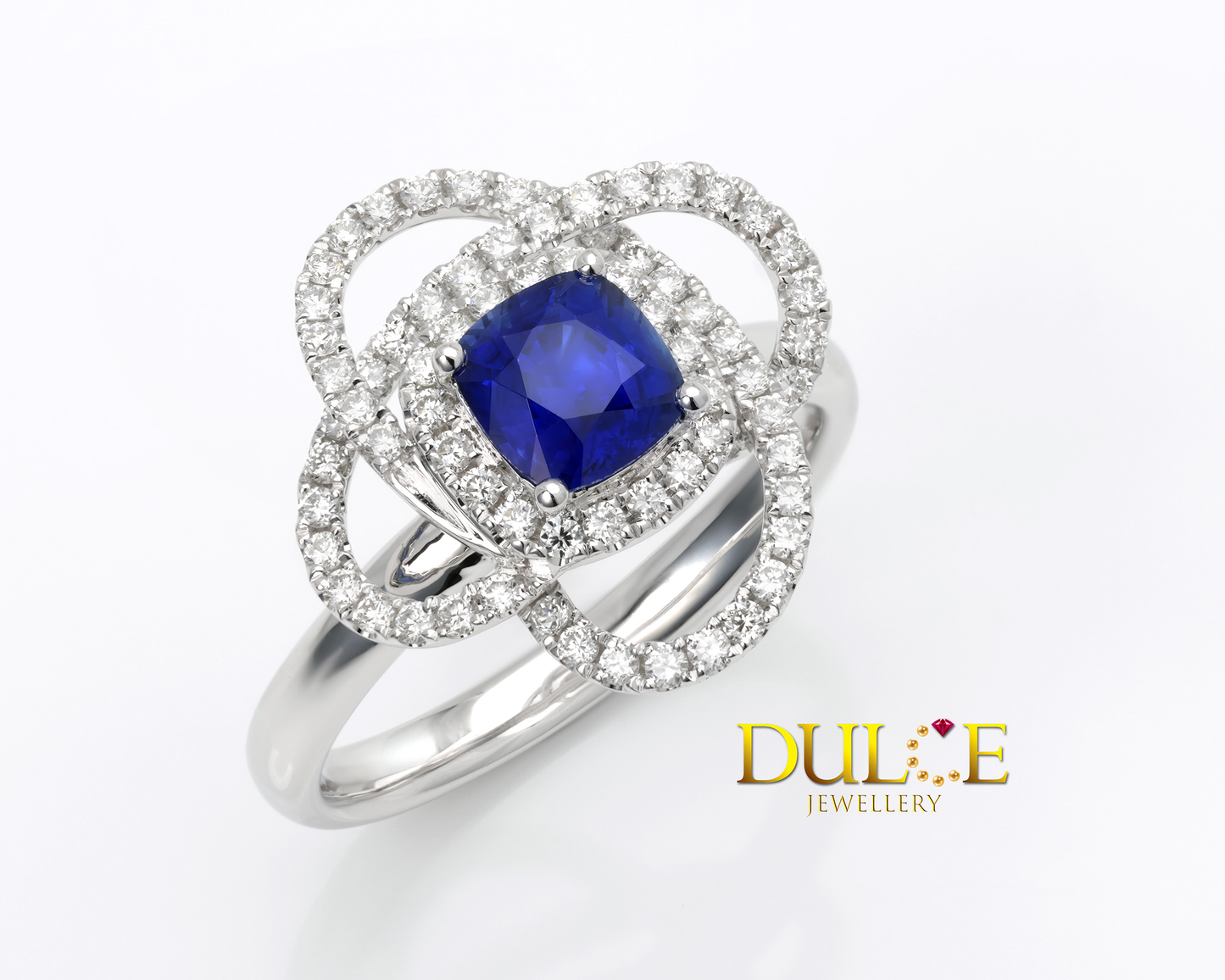 18K Gold Blue Sapphire & Diamond Ring