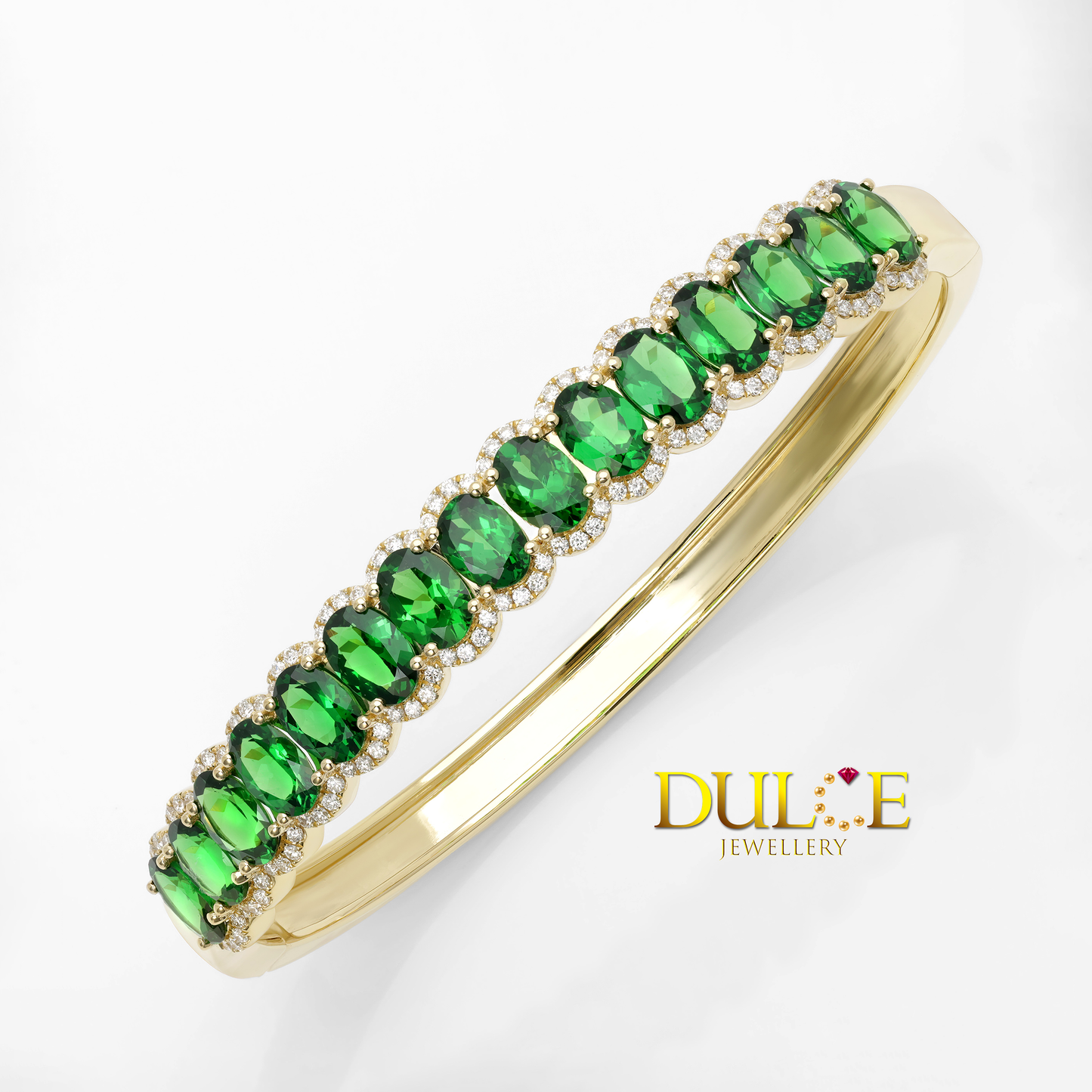 18K 沙弗萊石鑽石手鐲