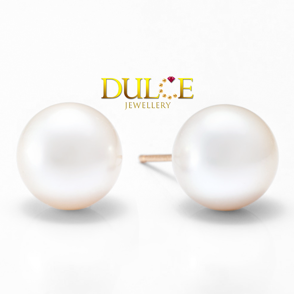 18K Gold 6mm Round Japanese Akoya Pearl Earrings