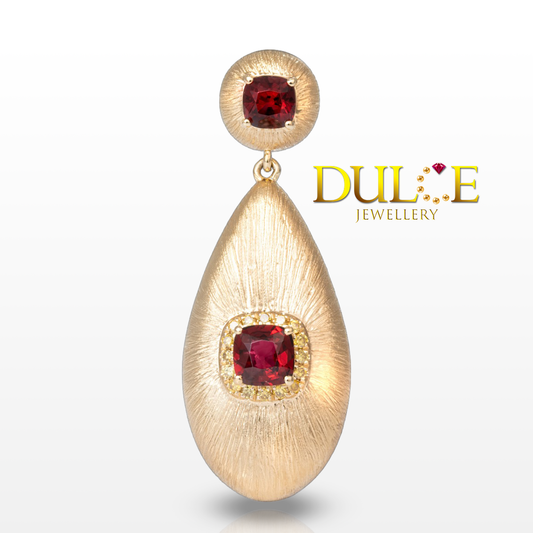 18K Gold Red Spinel Yellow Diamond Pendant
