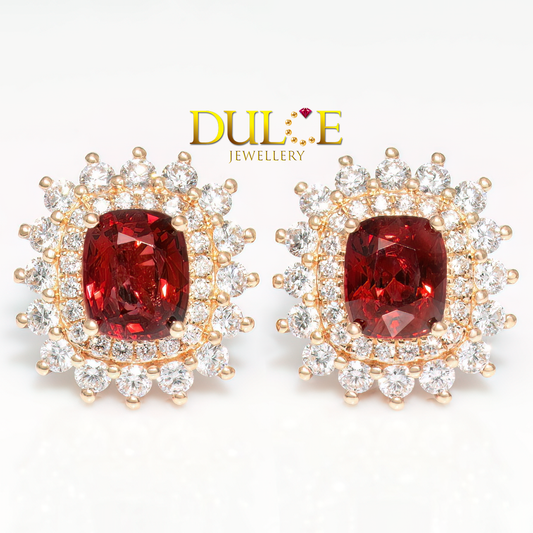 18K Gold Red Spinel Diamond Earrings (GERSPINEL2996)