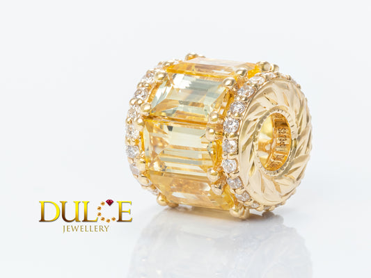 18K Yellow Gold Yellow Sapphire Diamond Roundel (Price by Request)
