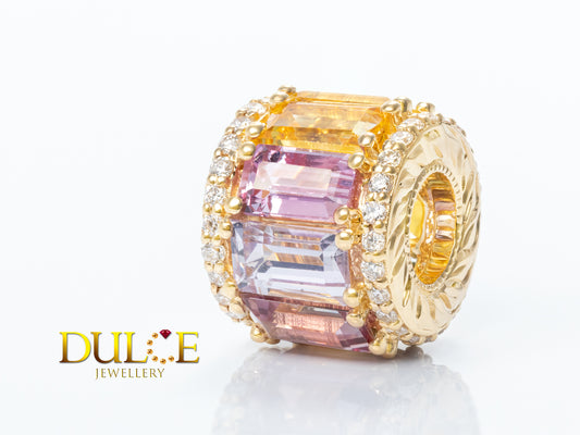 18K Gold Multi-Color Sapphire Diamond Roundel (Price by Request)