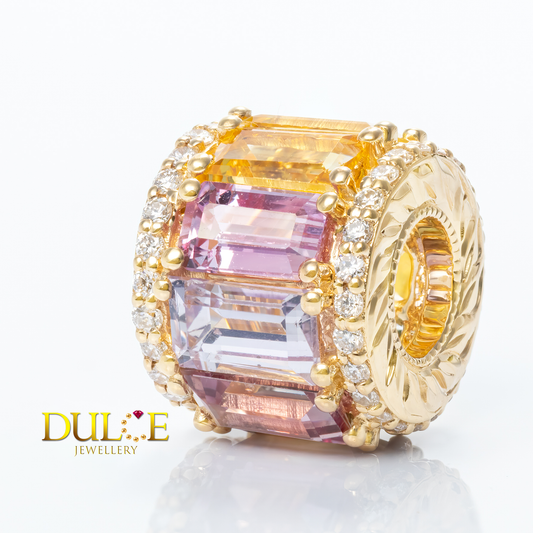18K Gold Multi-Color Sapphire Diamond Roundel (Price by Request)