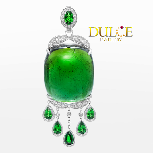 18K Gold Tsavorite and Tourmaline Diamond Pendant (GPTM&TSV3650)