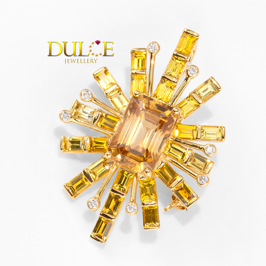 18K Gold Multi Gemstones Dual Purpose Brooch/Pendant (GPBR5598)