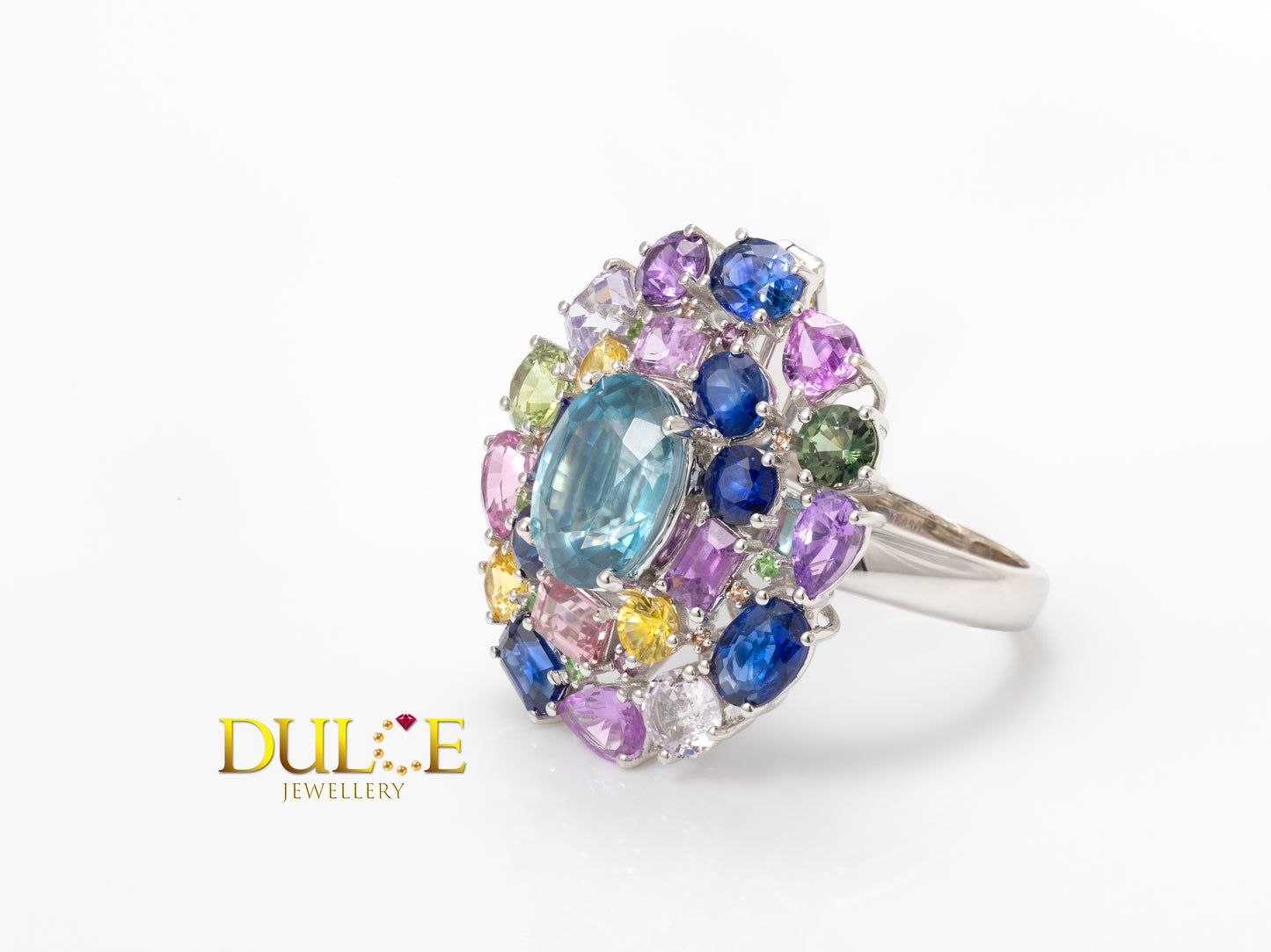 18K Gold Blue Zircon , Sapphire, Tsavorite Dual Purpose Ring & Pendant (GRPBZ5630)