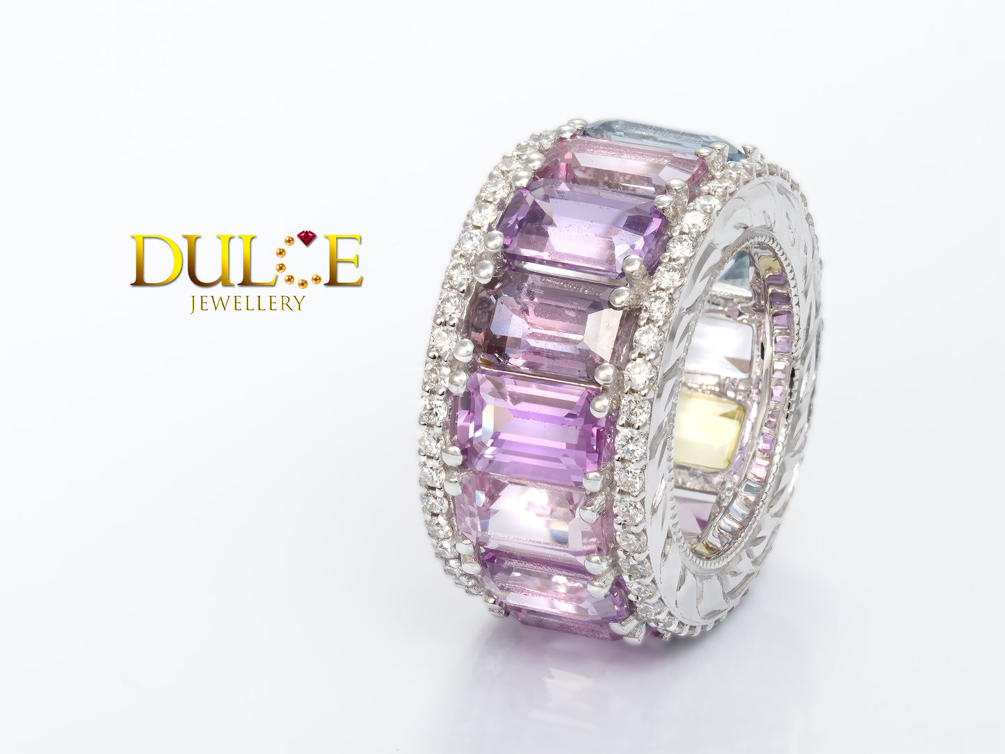 18K Gold Purple Sapphire Diamond Roundel (Price by Request)