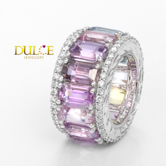 18K Gold Purple Sapphire Diamond Roundel (Price by Request)