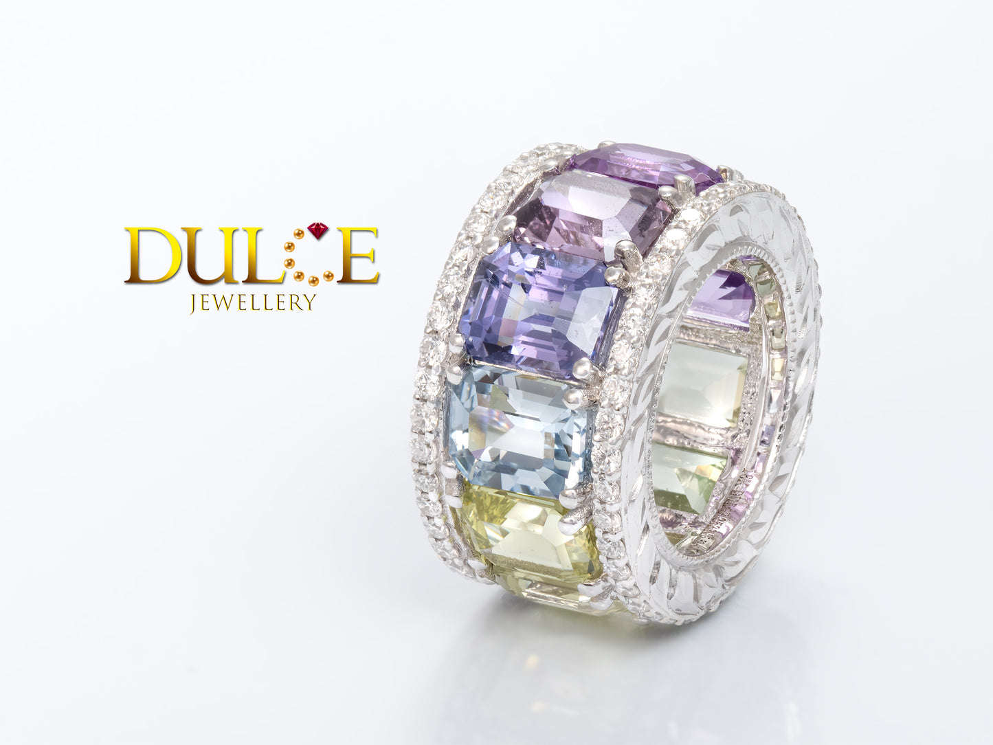 18K Gold Multi-Color Sapphire Diamond Roundel (Price by Request)