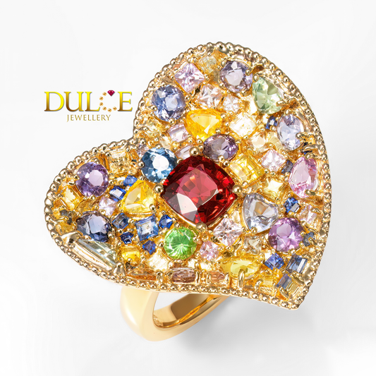18K Gold Spinel Tsavorite & Multi-color Sapphire Ring (GRSAP&RS3086)