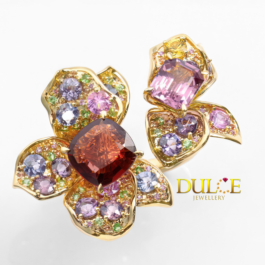 18K Gold Spinel, Tsavorite, Multi Color Spinel & Sapphire Ring  (GRSP4766)