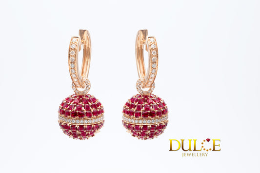 18K Gold Ruby Diamond Earrings(GERUBYD5568)