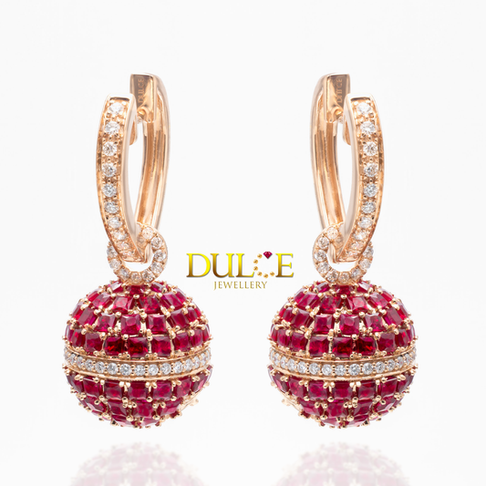 18K Gold Ruby Diamond Earrings(GERUBYD5568)