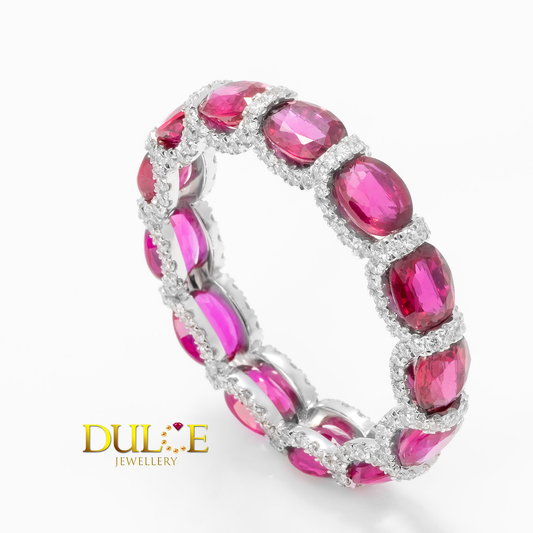 18K White Gold Ruby Diamond Eternity Ring