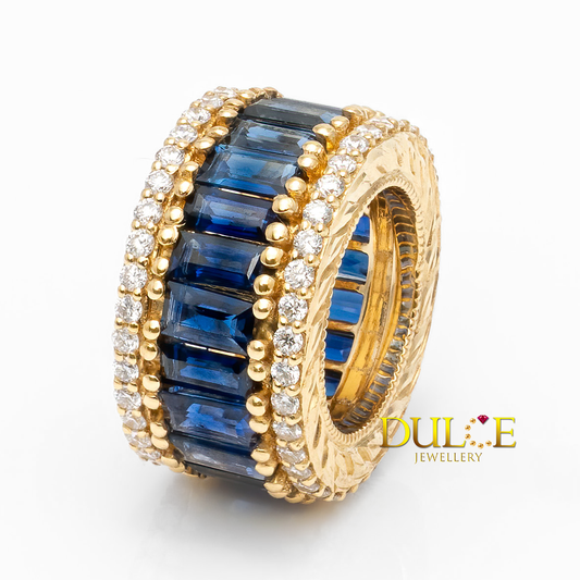 18K Yellow Gold Blue Sapphire Diamond Roundel (Price by Request)