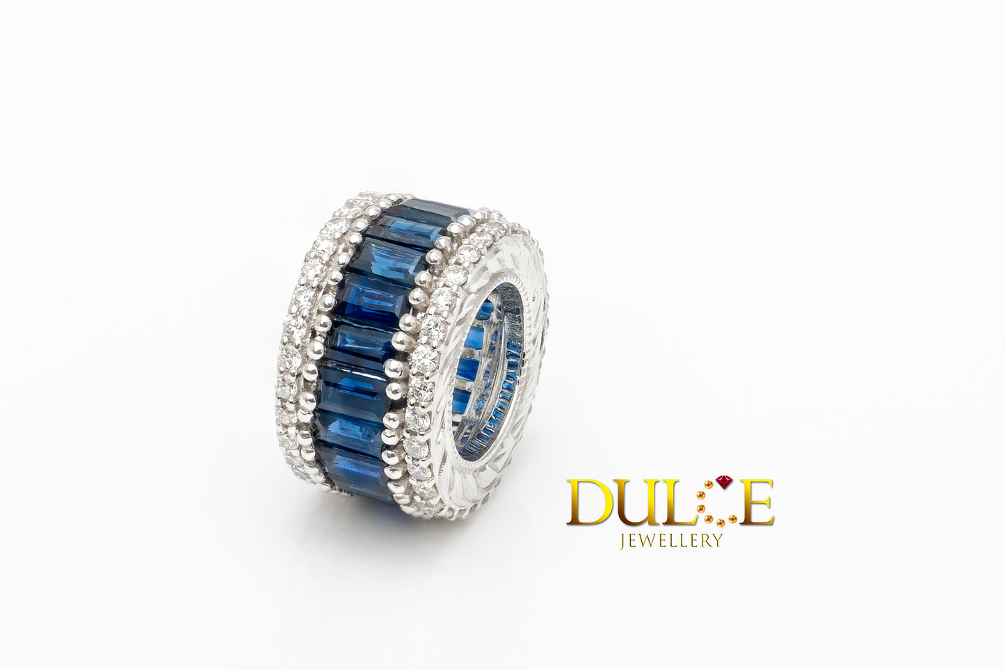 18K White Gold Blue Sapphire Diamond Roundel (Price by Request)