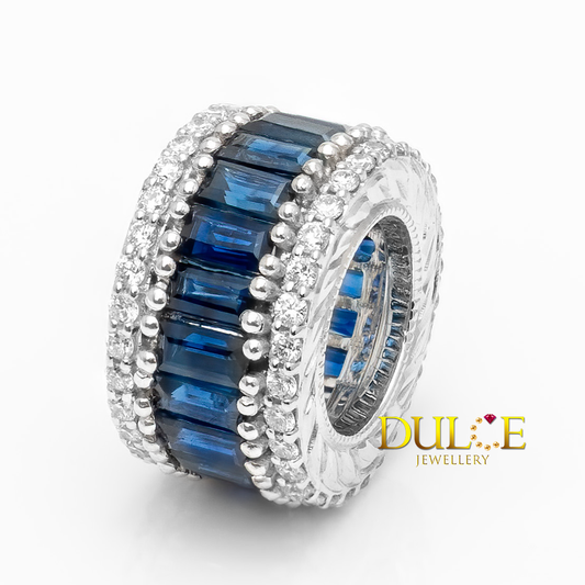 18K White Gold Blue Sapphire Diamond Roundel (Price by Request)