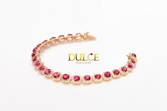 18K Rose Gold Red Spinel Diamond Bracelet (GBRSDR5113)