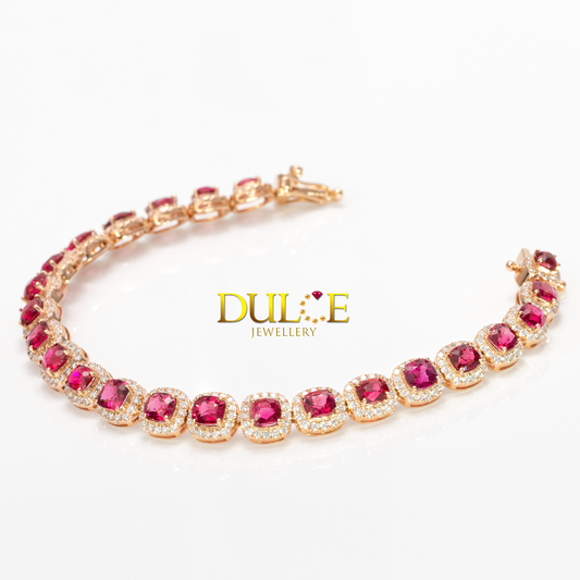 18K Rose Gold Red Spinel Diamond Bracelet (GBRSDR5113)