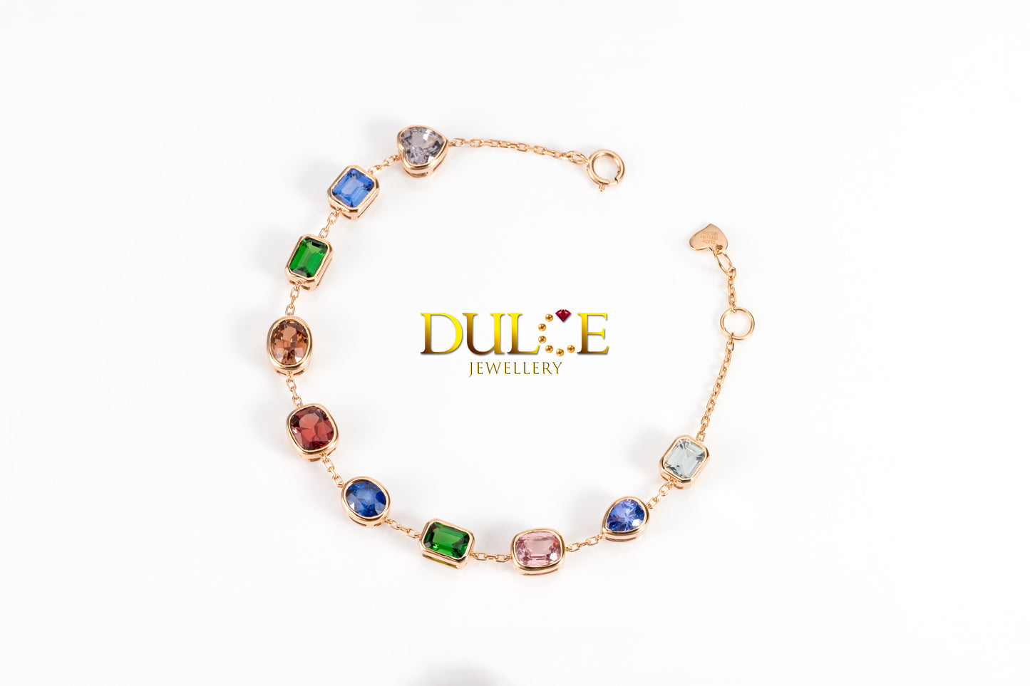 18K Rose Gold Multi-color Sapphire, Tsavorite, Spinel Bracelet (GBSAP5229)