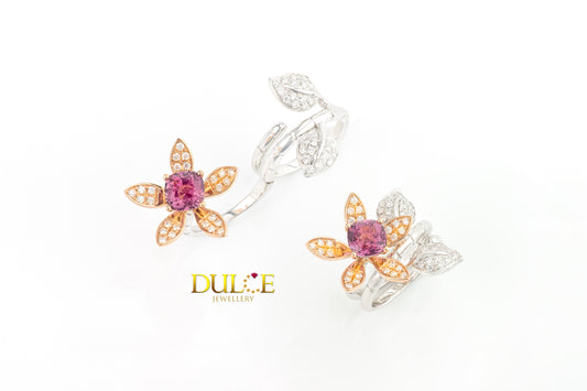18K Gold Pink Spinel Diamond Ring (GRPSP&D)