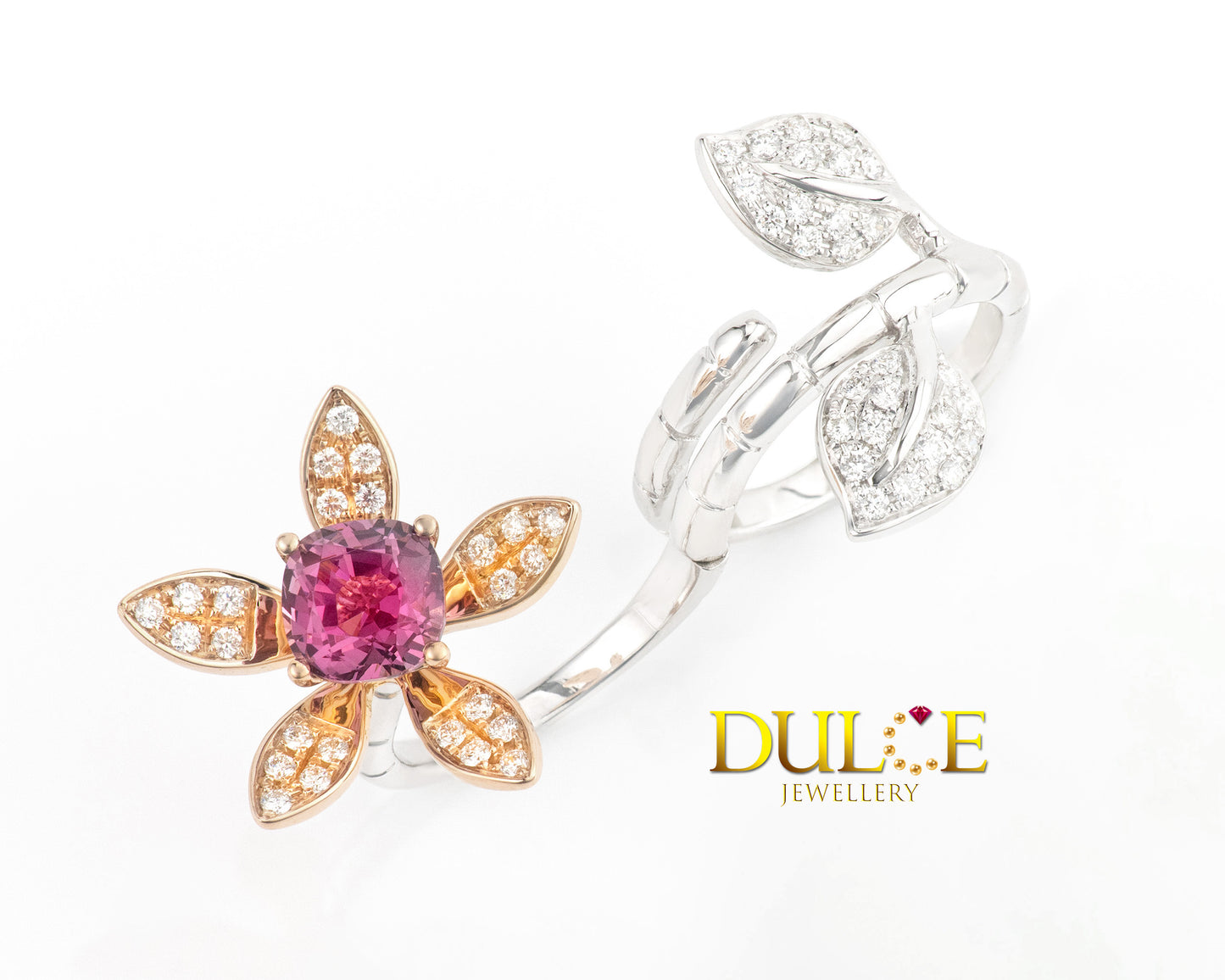 18K Gold Pink Spinel Diamond Ring