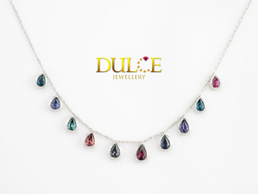 18K Gold Multi Color Spinel Diamond Necklace (GNSPD6367)