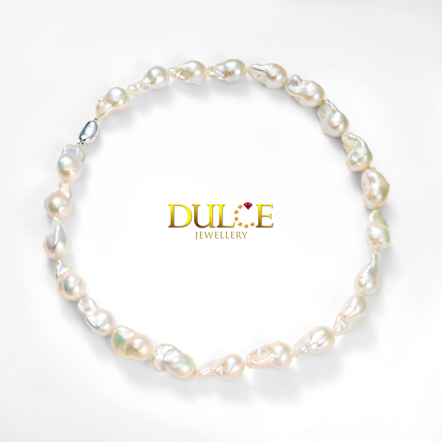 36吋925銀扣10-12公厘巴洛克金屬珍珠項鍊